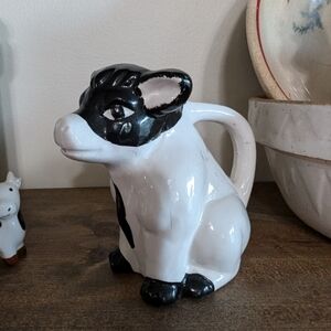 Charming Black and White Cow Creamer Vintage Pitcher Farmhouse Decor Cottagecore